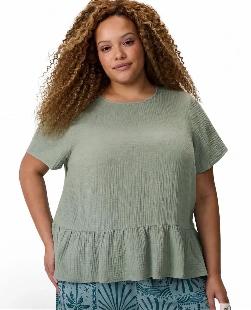 Torrid Sage Green Short Sleeve Peplum Top Sz 4X